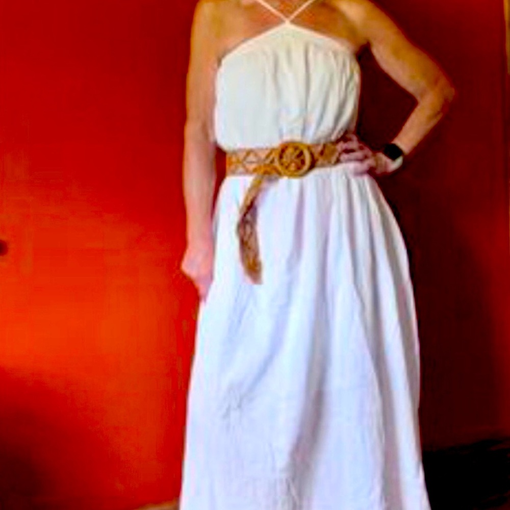 J. Crew White Sleeveless Halter Maxi Dress Medium 100% cotton